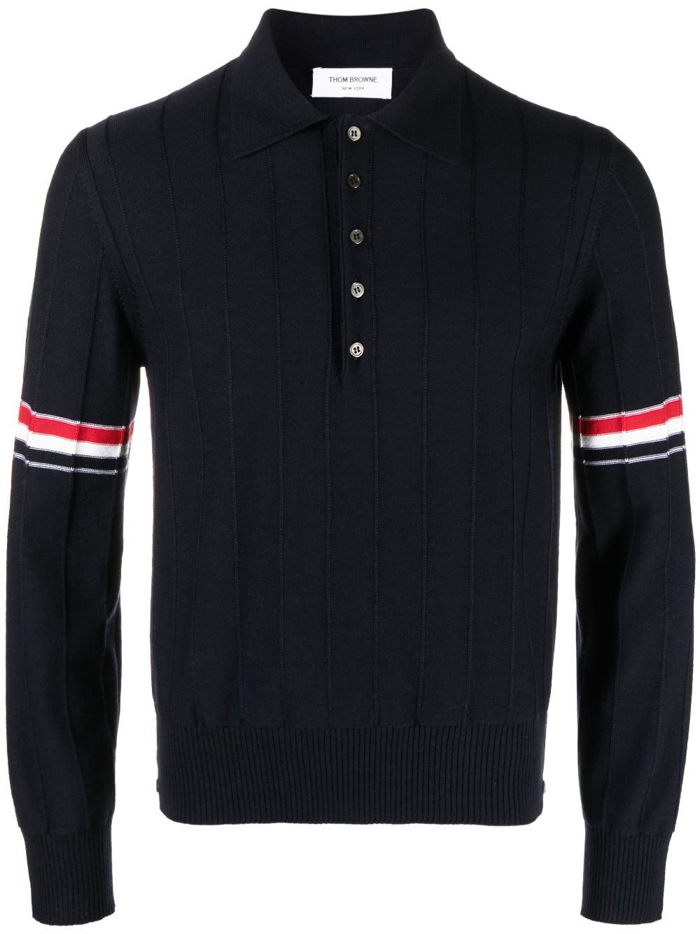 Thom Browne RWB-stripe knitted polo shirt - Blue von Thom Browne