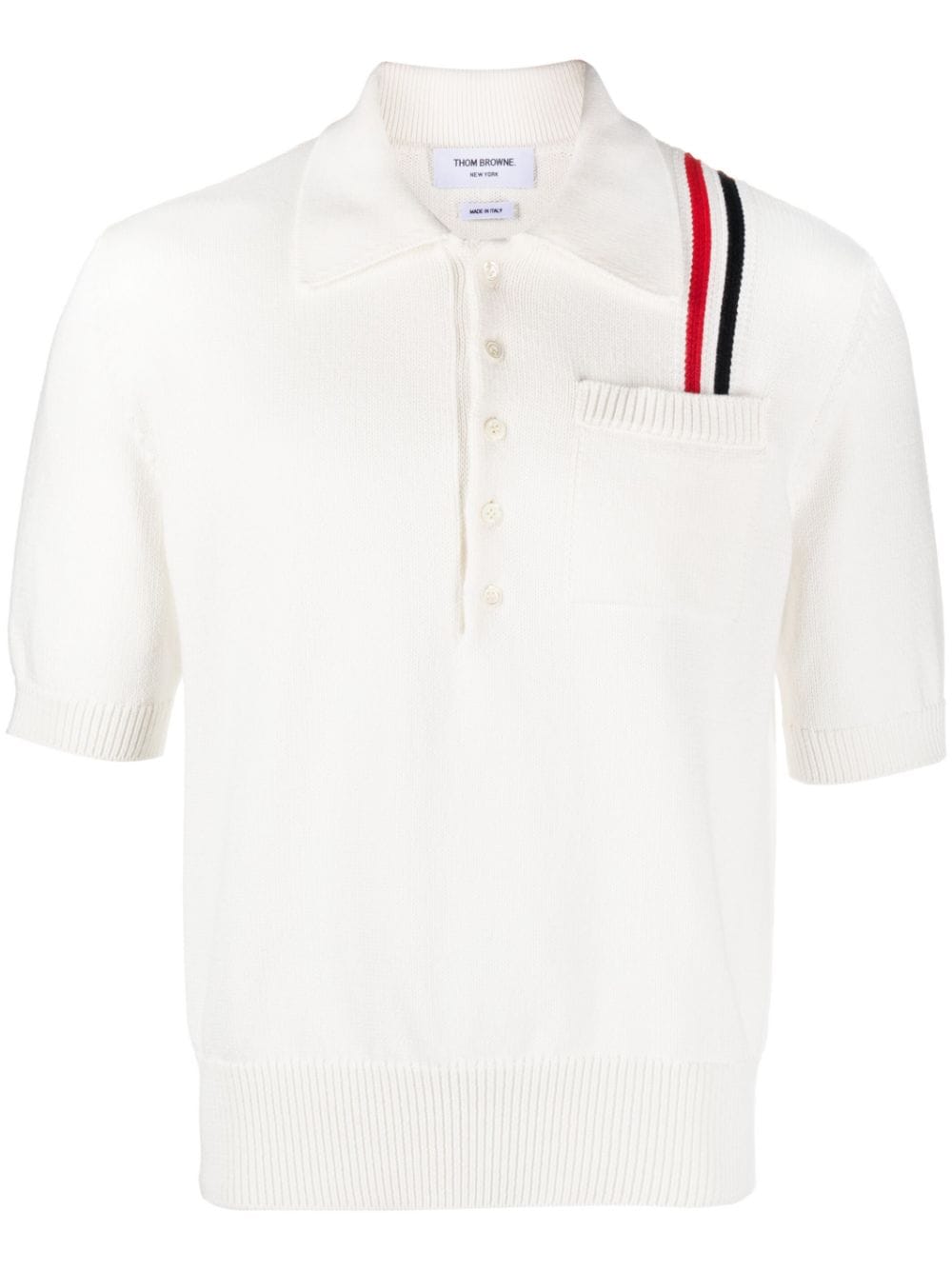 Thom Browne RWB stripe knitted polo shirt - White von Thom Browne