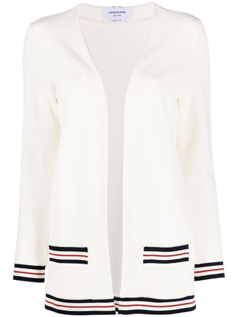 Thom Browne RWB stripe ribbed cardigan - White von Thom Browne