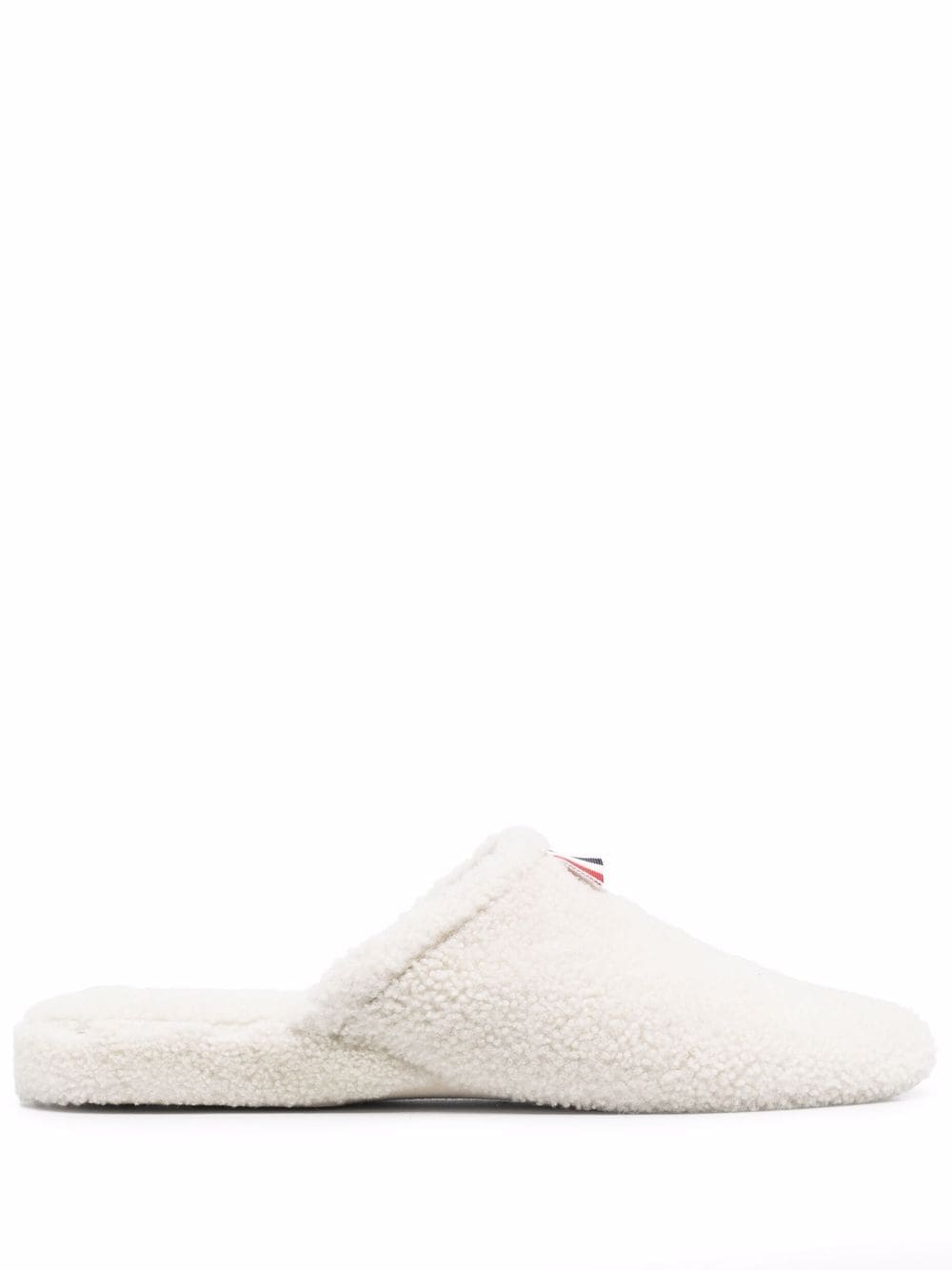 Thom Browne RWB-tab shearling slippers - White von Thom Browne