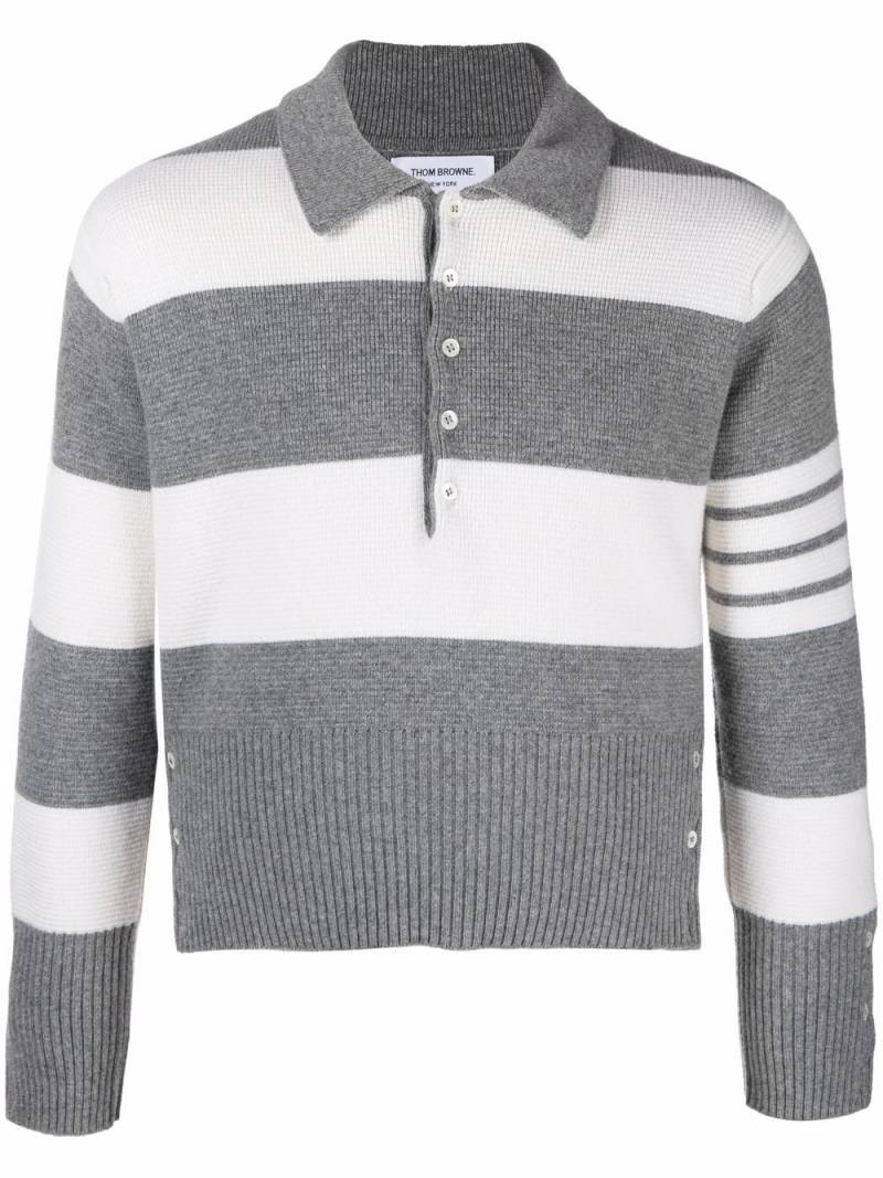 Thom Browne Rugby Stripe Polo cashmere sweater - Grey von Thom Browne