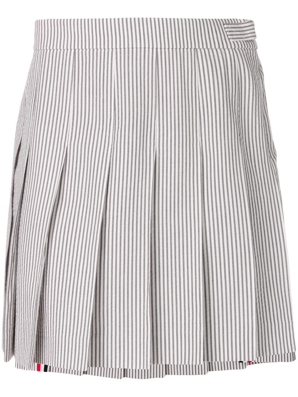 Thom Browne Seersucker pleated mini skirt - Grey von Thom Browne