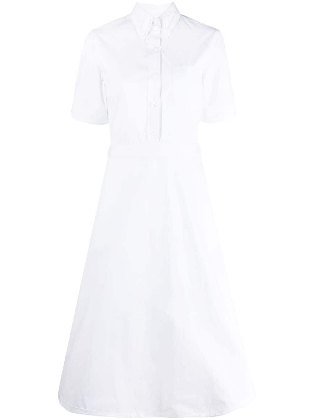Thom Browne A-line cotton short-sleeve shirt dress - White von Thom Browne