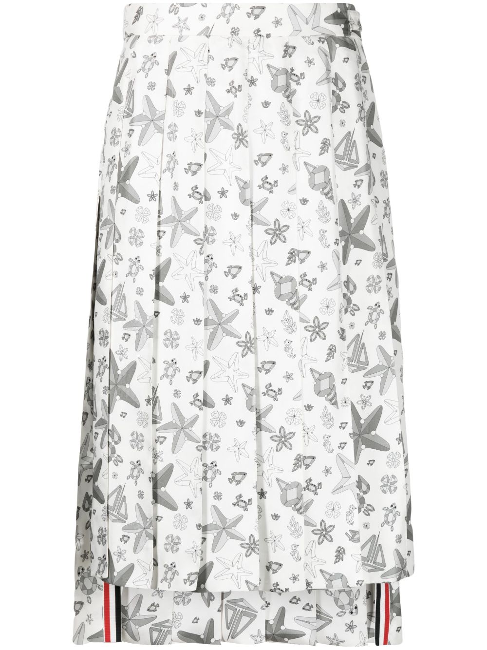 Thom Browne Sea-print pleated skirt - White von Thom Browne