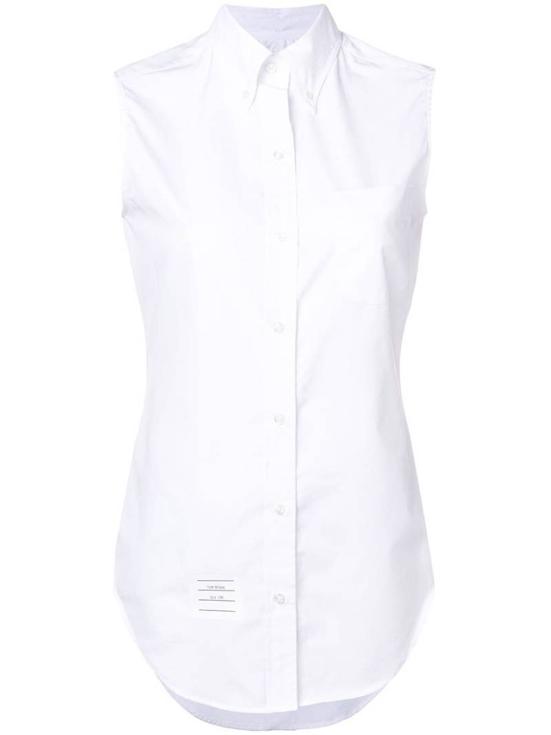 Thom Browne Sleeveless Grosgrain Poplin Shirt - White von Thom Browne