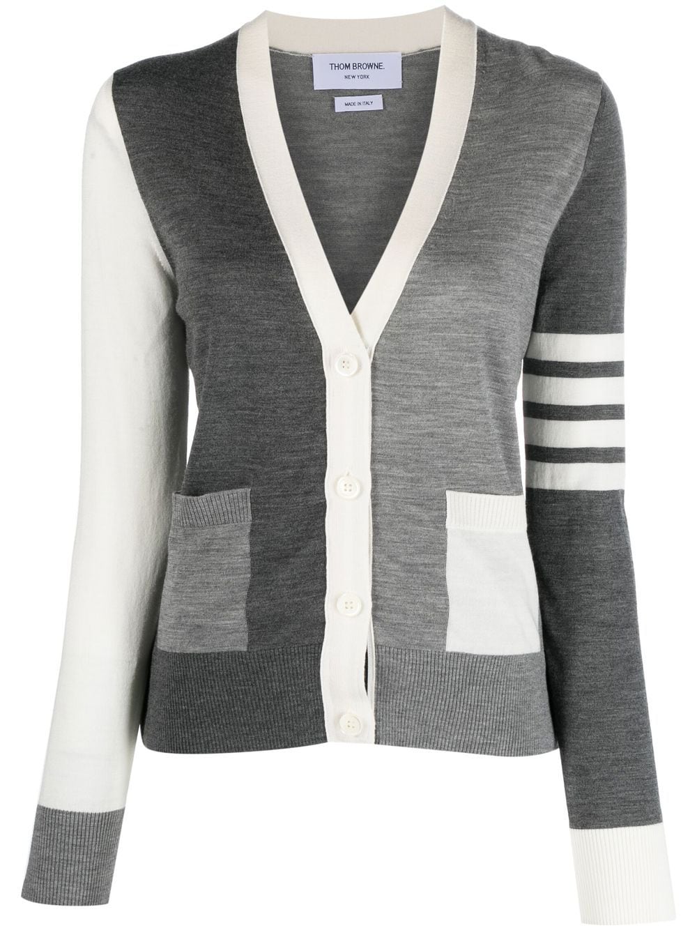 Thom Browne V-neck fine-knit cardigan - Grey von Thom Browne