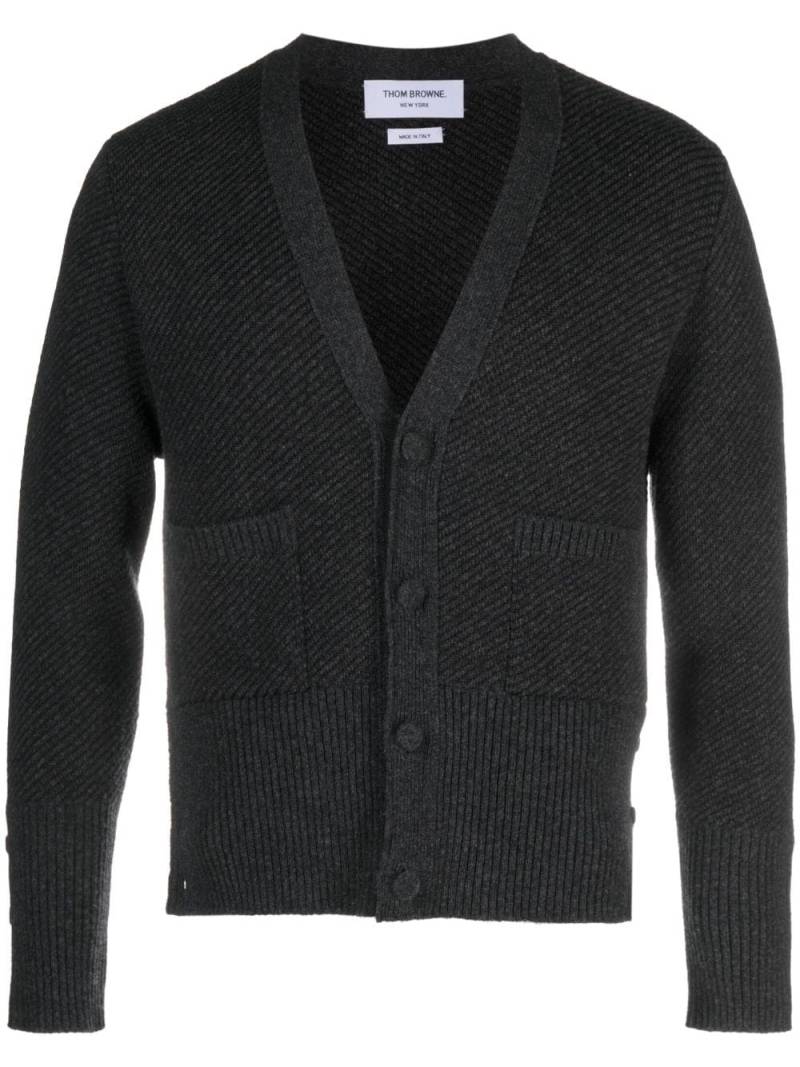 Thom Browne V-neck ribbed-knit cardigan - Grey von Thom Browne
