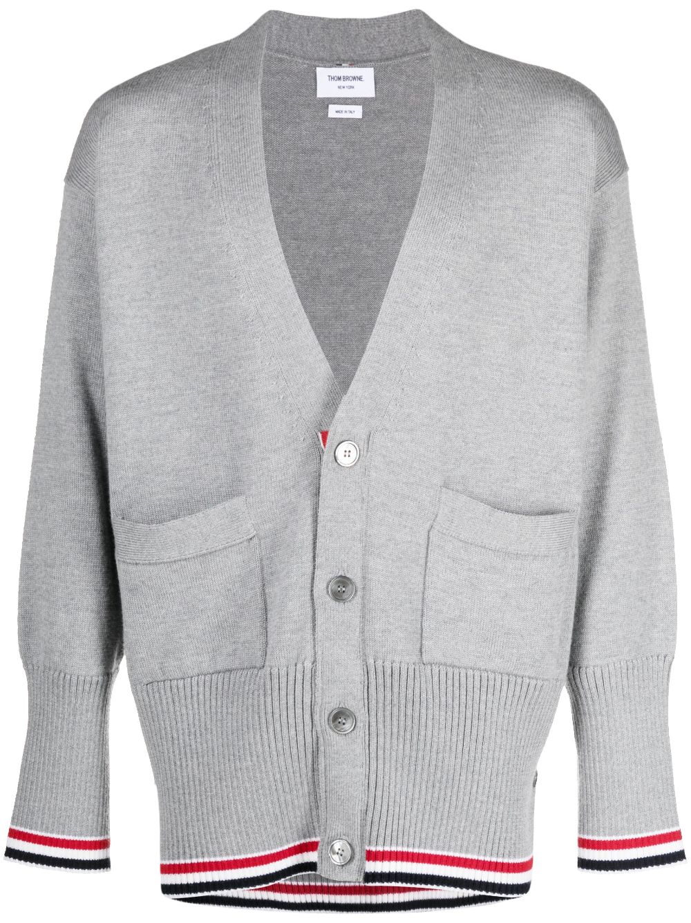 Thom Browne V-neck virgin-wool cardigan - Grey von Thom Browne