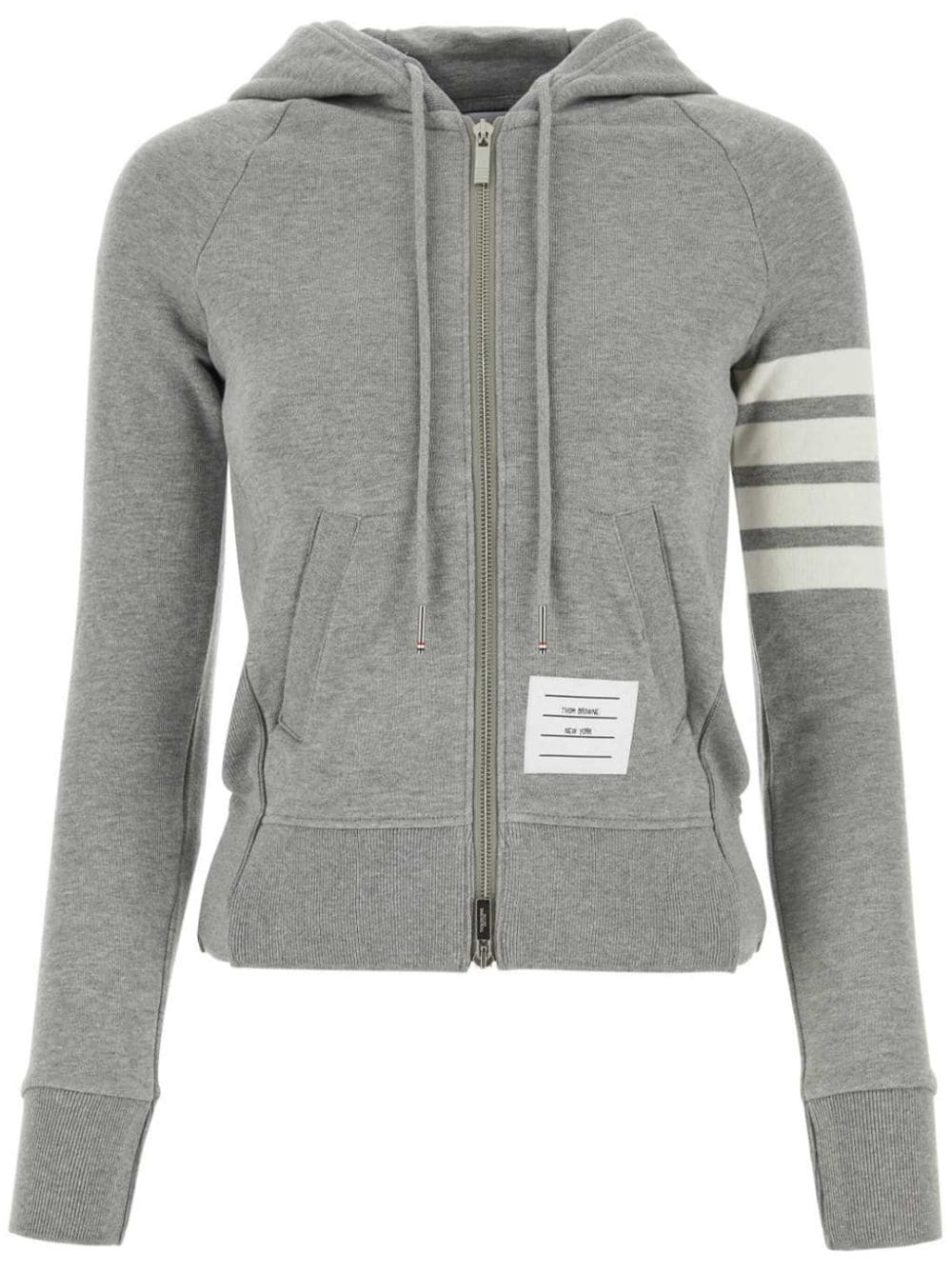 Thom Browne 4-Bar striped cotton hoodie - Grey von Thom Browne