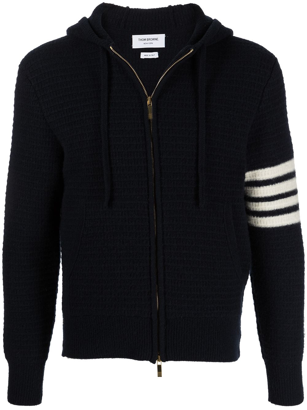 Thom Browne 4-Bar stripe knitted hoodie - Blue von Thom Browne
