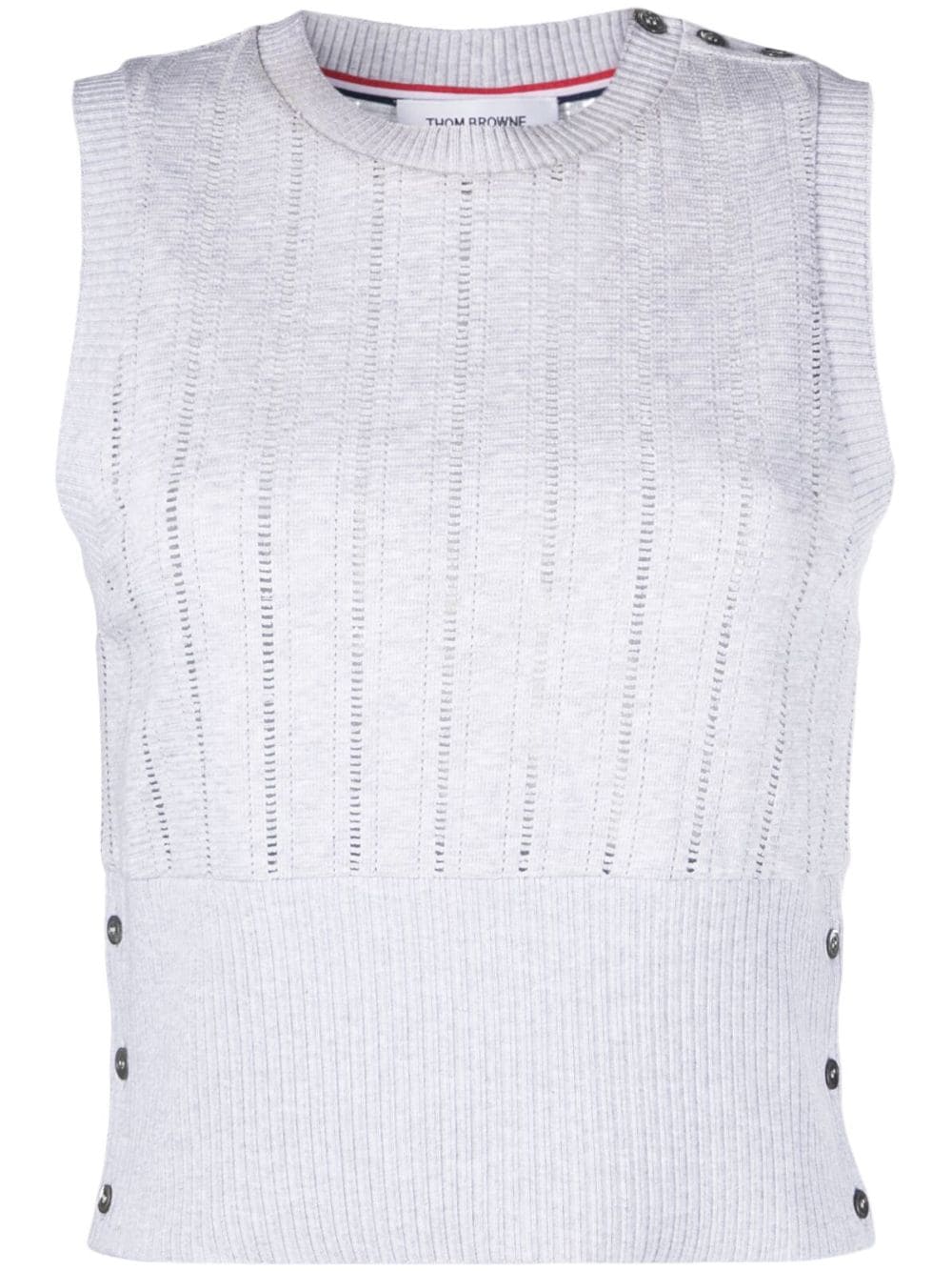 Thom Browne button-detail pointelle-knit vest - Grey von Thom Browne