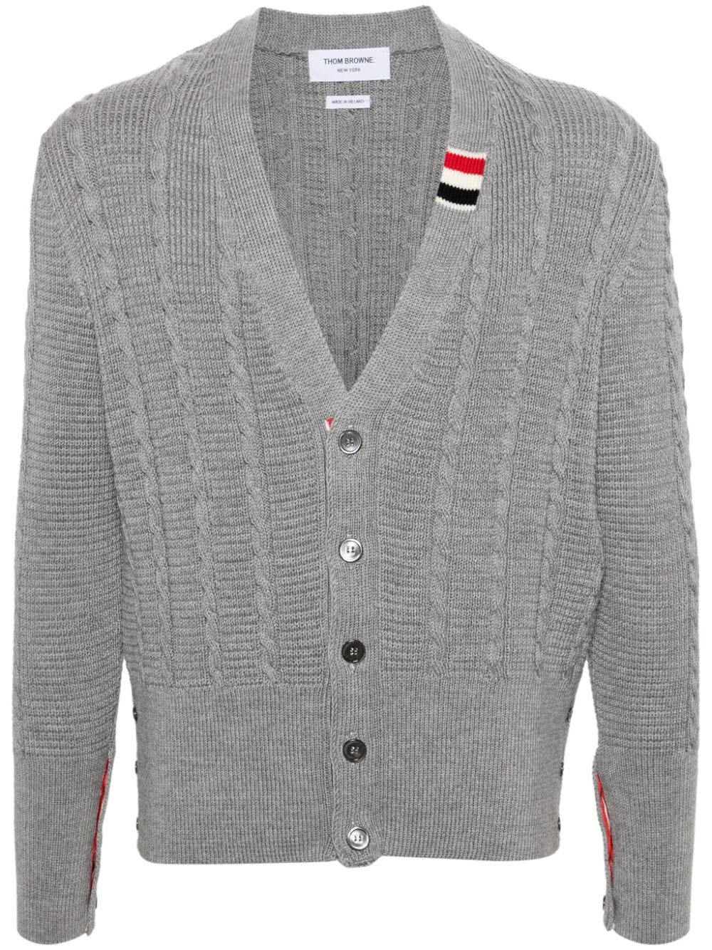 Thom Browne cable-knit virgin-wool cardigan - Grey von Thom Browne