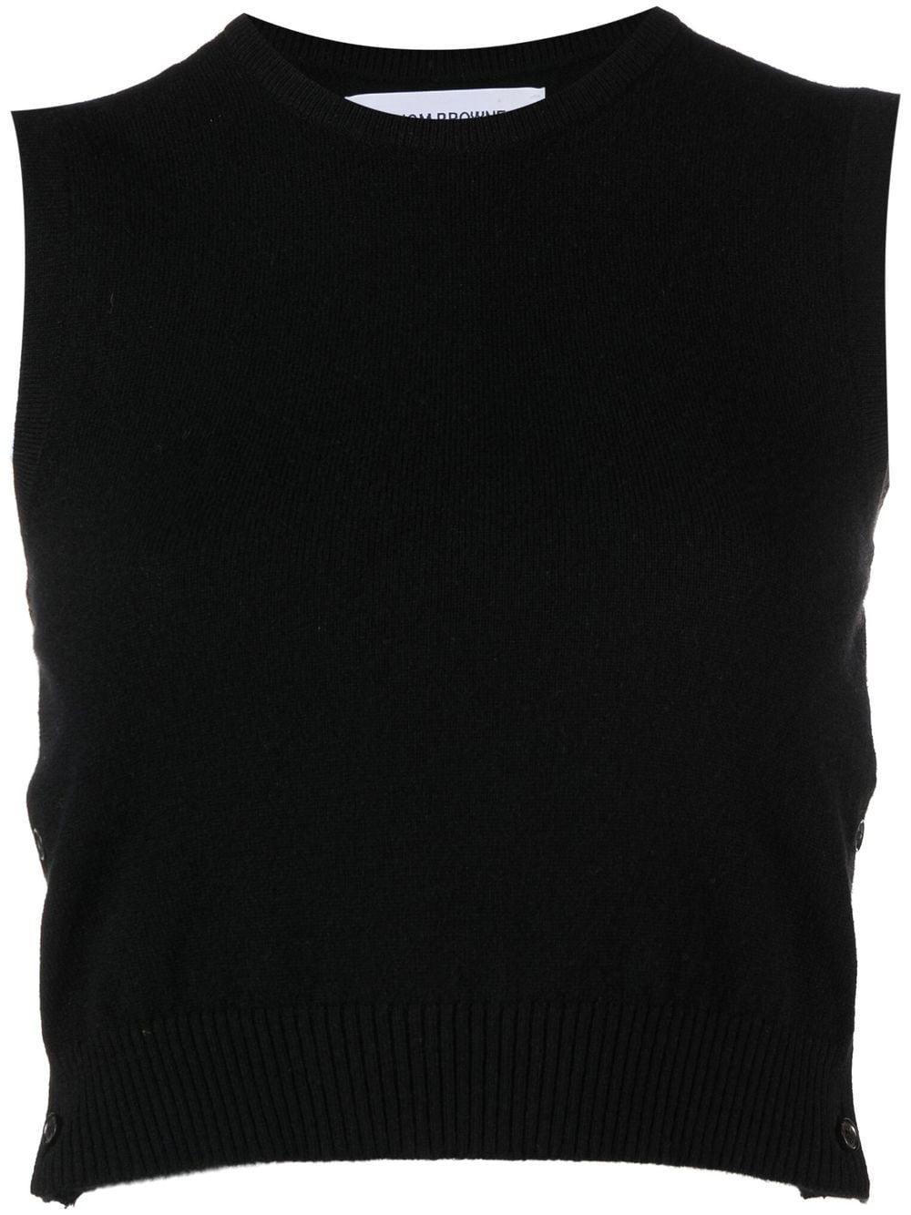 Thom Browne cashmere cropped crew neck shell top - Black von Thom Browne