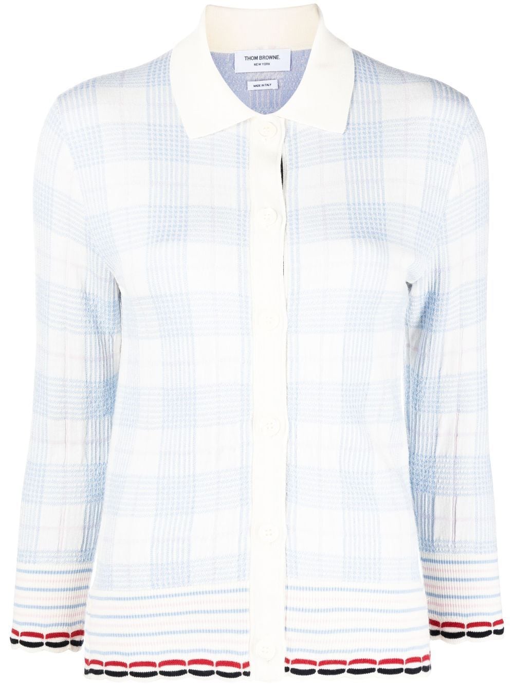 Thom Browne check-pattern cardigan - White von Thom Browne