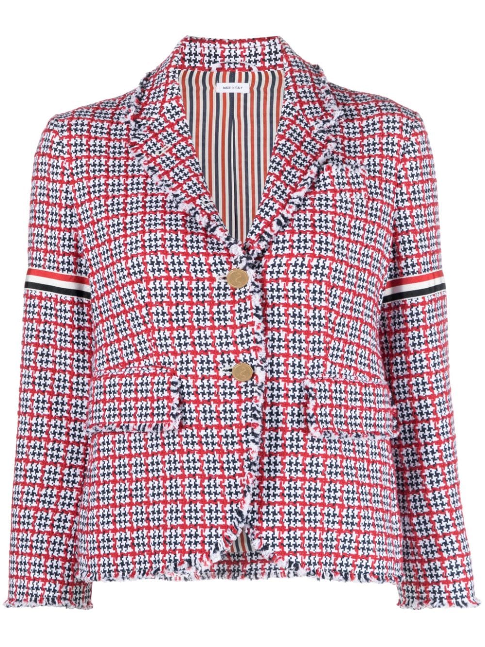 Thom Browne check-pattern tweed jacket - Red von Thom Browne