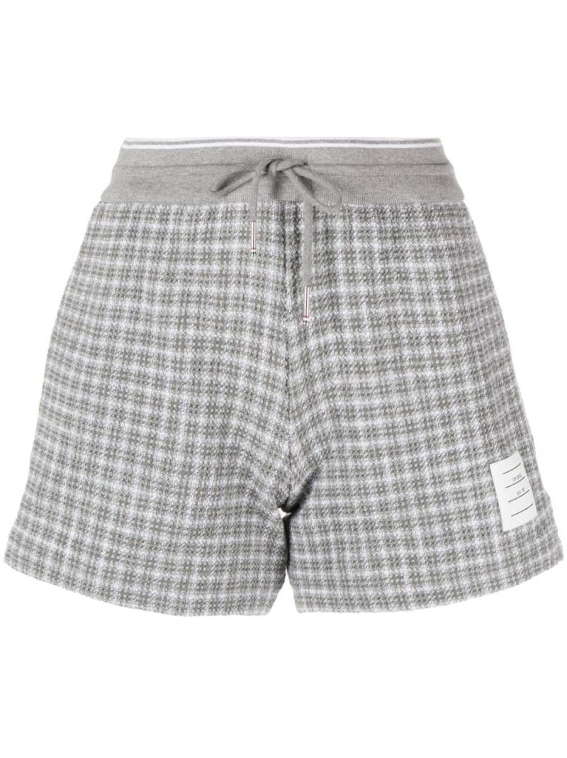 Thom Browne checked tweed track shorts - Grey von Thom Browne