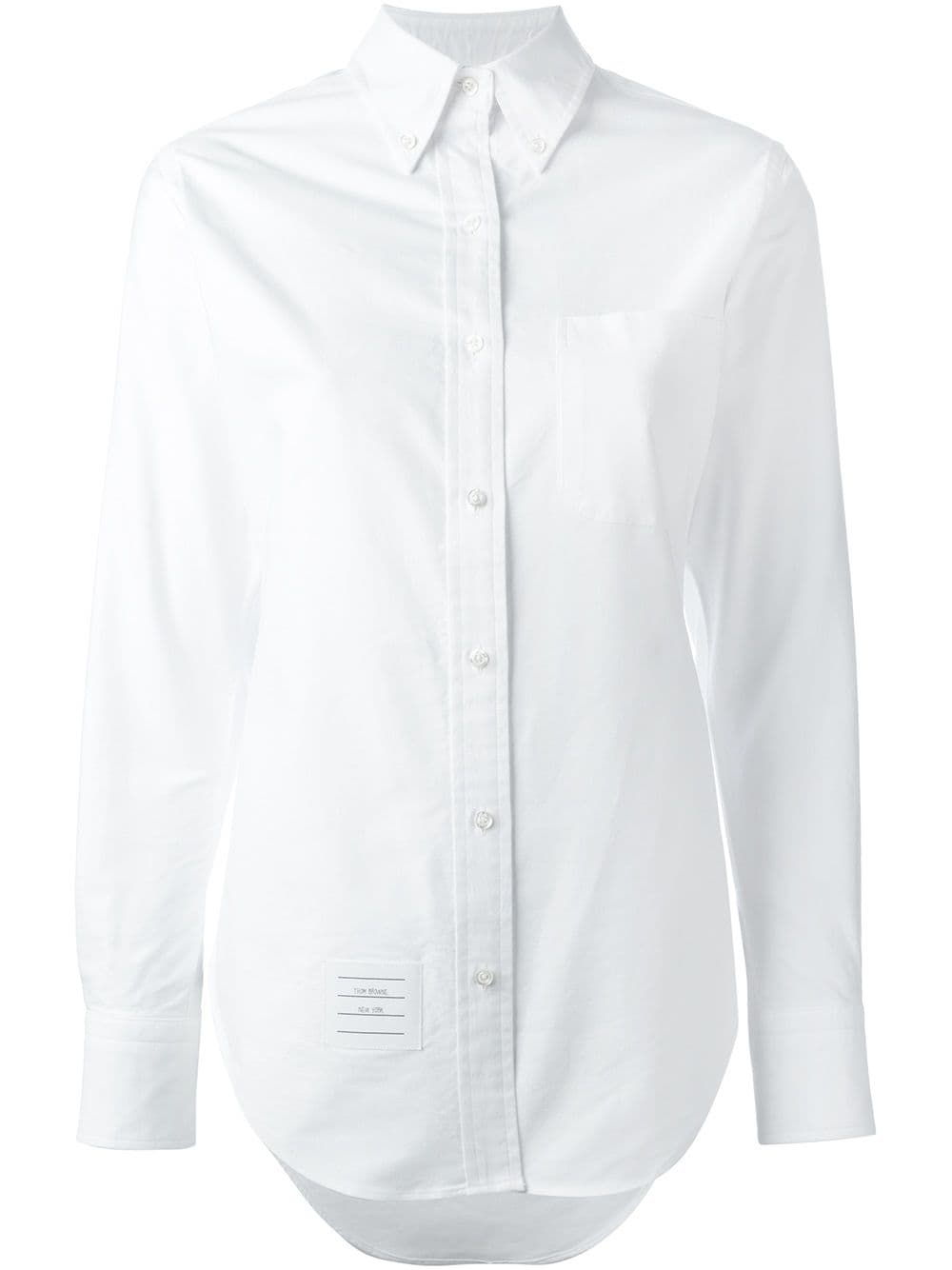 Thom Browne Classic Long Sleeve Button Down Point Collar Shirt In Oxford - White von Thom Browne