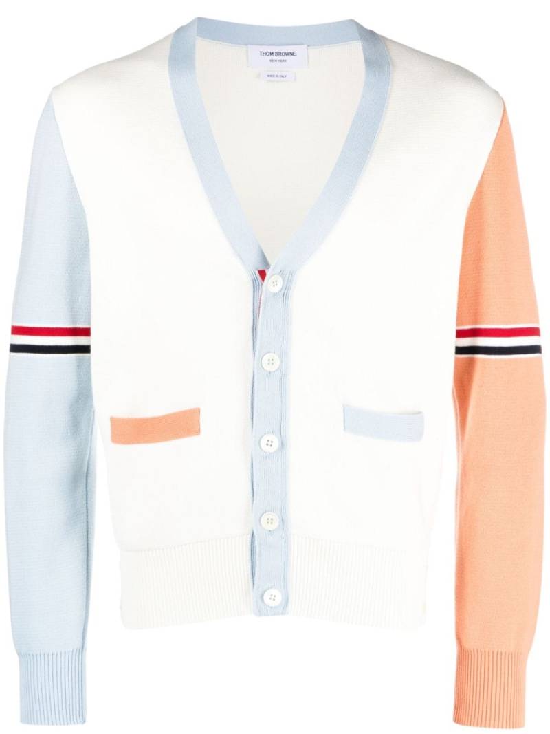 Thom Browne colour-block cotton cardigan - White von Thom Browne