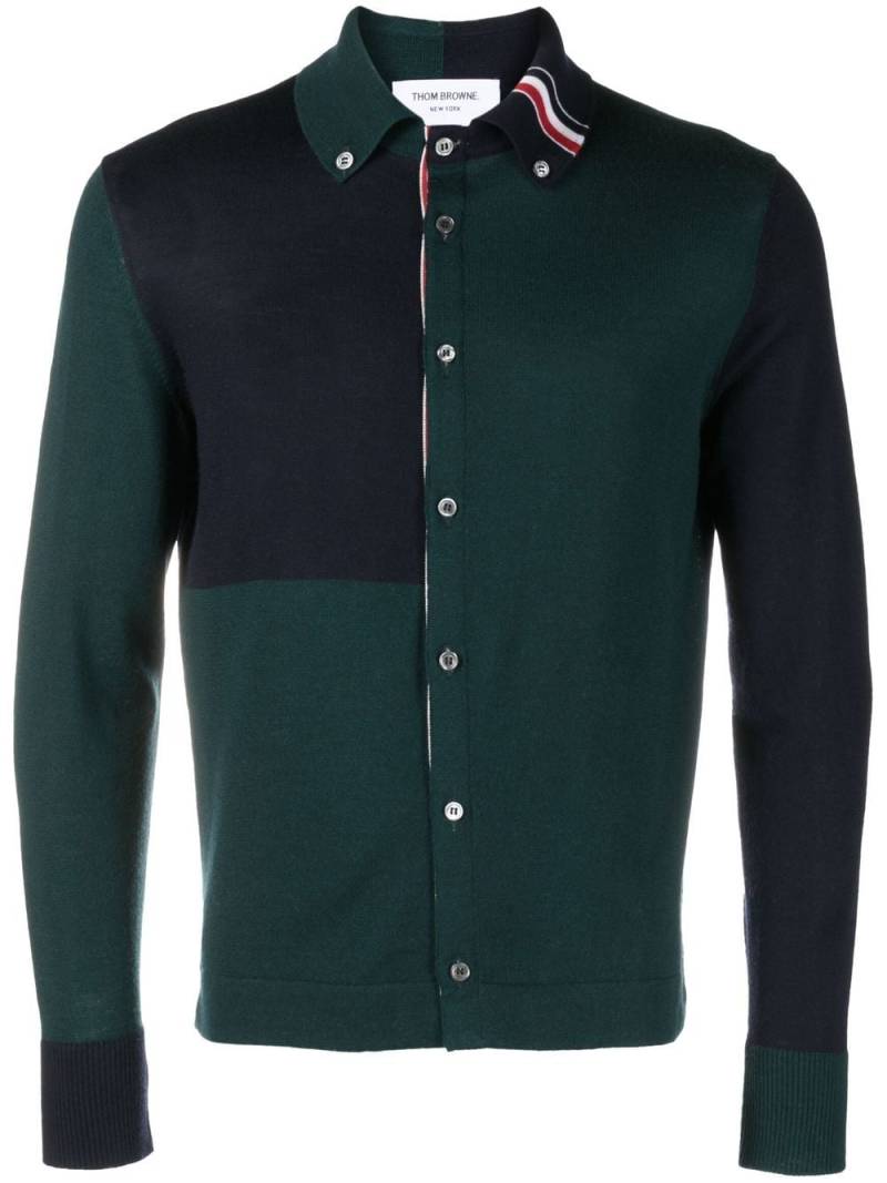 Thom Browne colour-block merino shirt - Green von Thom Browne