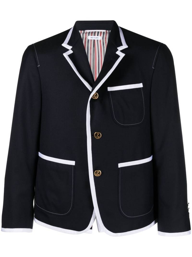 Thom Browne contrasting-trim single-breasted blazer - Blue von Thom Browne