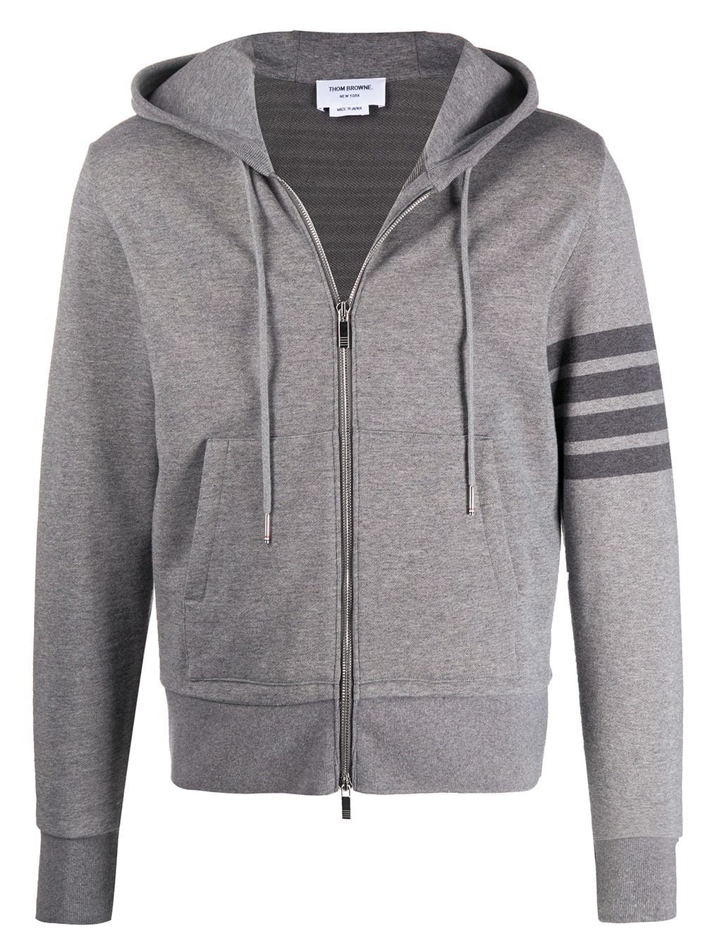 Thom Browne 4-Bar zip-up loopback-cotton hoodie - Grey von Thom Browne