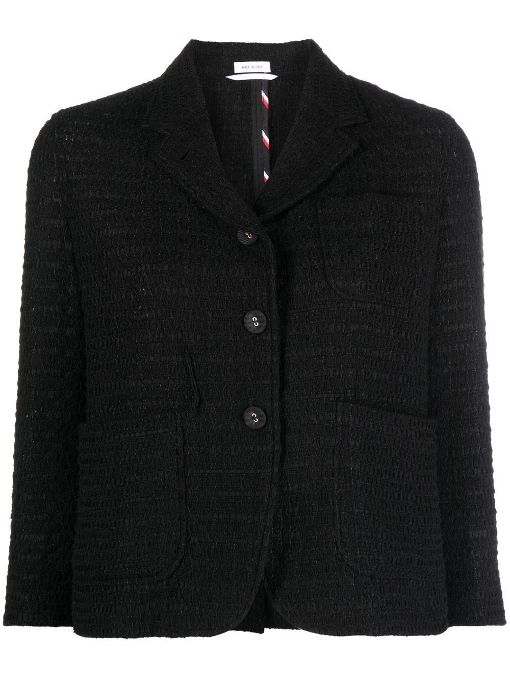 Thom Browne cropped sack sport tweed jacket - Black von Thom Browne