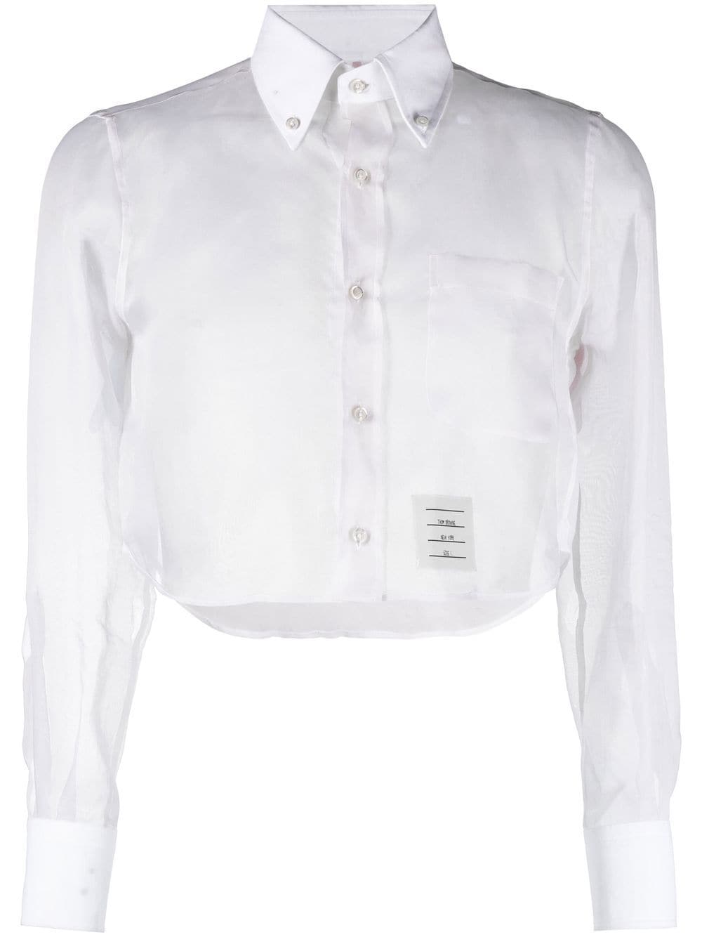 Thom Browne cropped satin organza shirt - White von Thom Browne