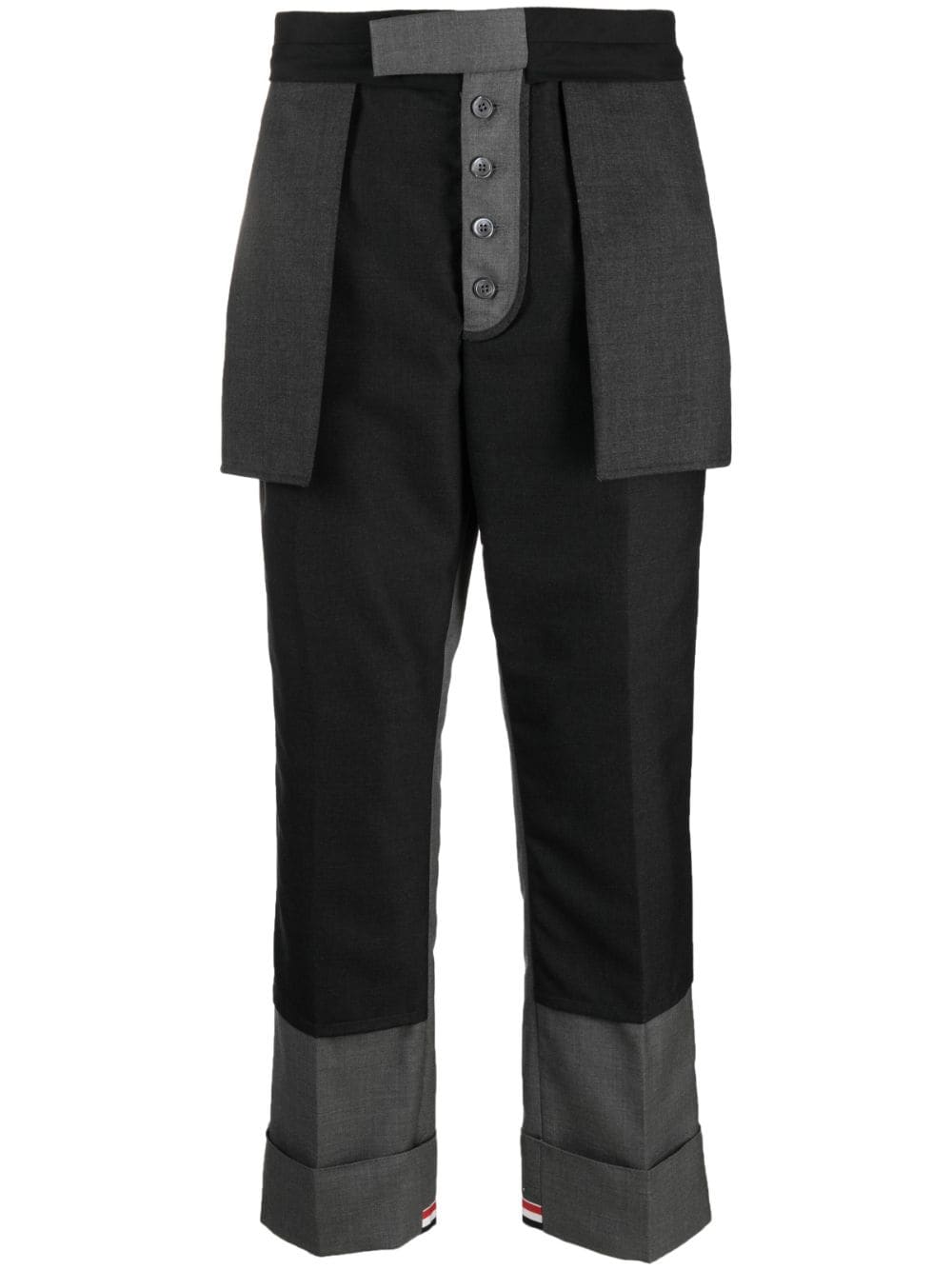 Thom Browne deconstructed-design twill straight-leg trousers - Grey von Thom Browne