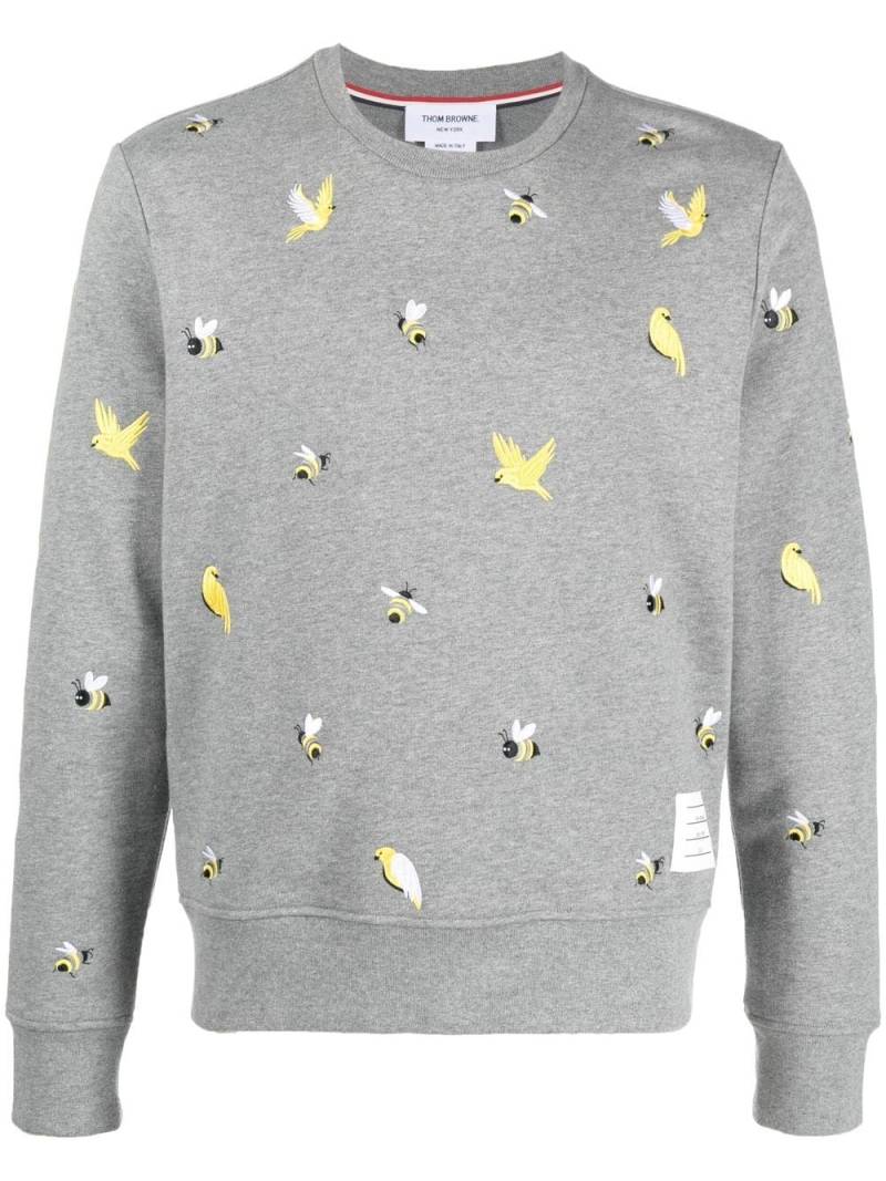 Thom Browne embroidered cotton sweatshirt - Grey von Thom Browne