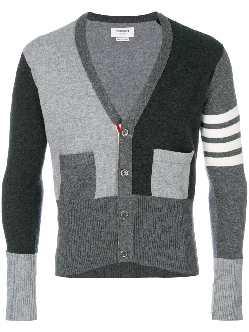 Thom Browne fitted waist v-neck cardigan - Grey von Thom Browne
