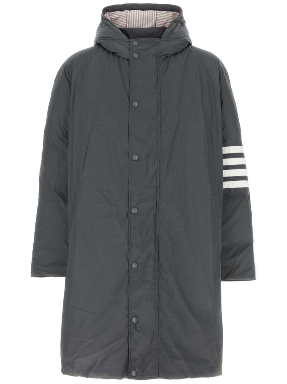 Thom Browne hooded RWB detail coat - Grey von Thom Browne