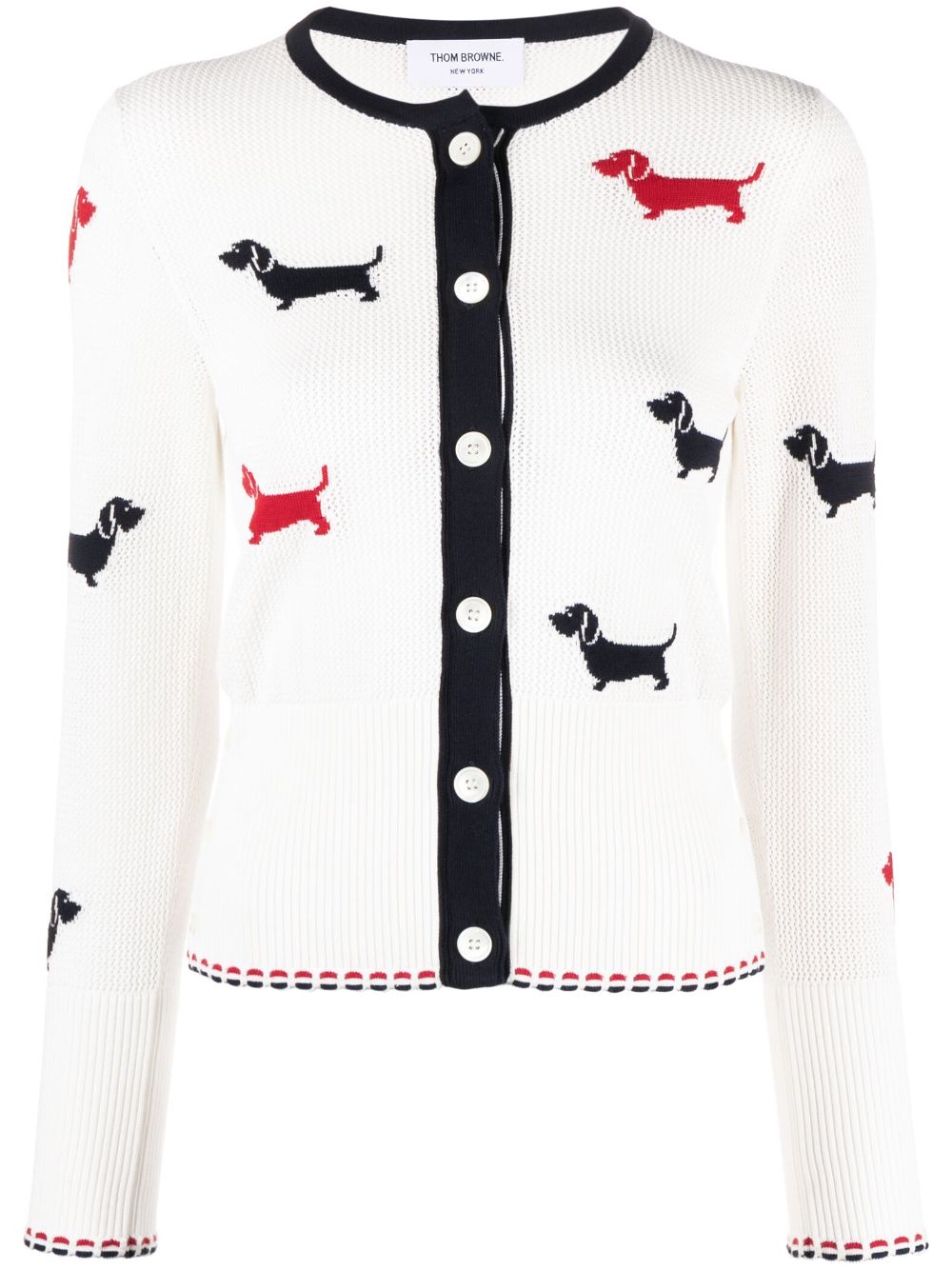 Thom Browne intarsia-knit Hector cotton cardigan - White von Thom Browne