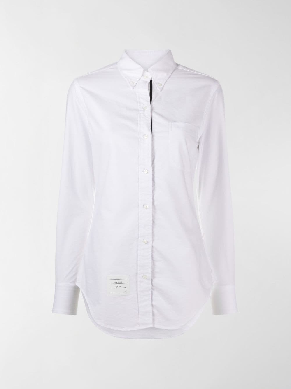 Thom Browne logo-patch button-down shirt - White von Thom Browne