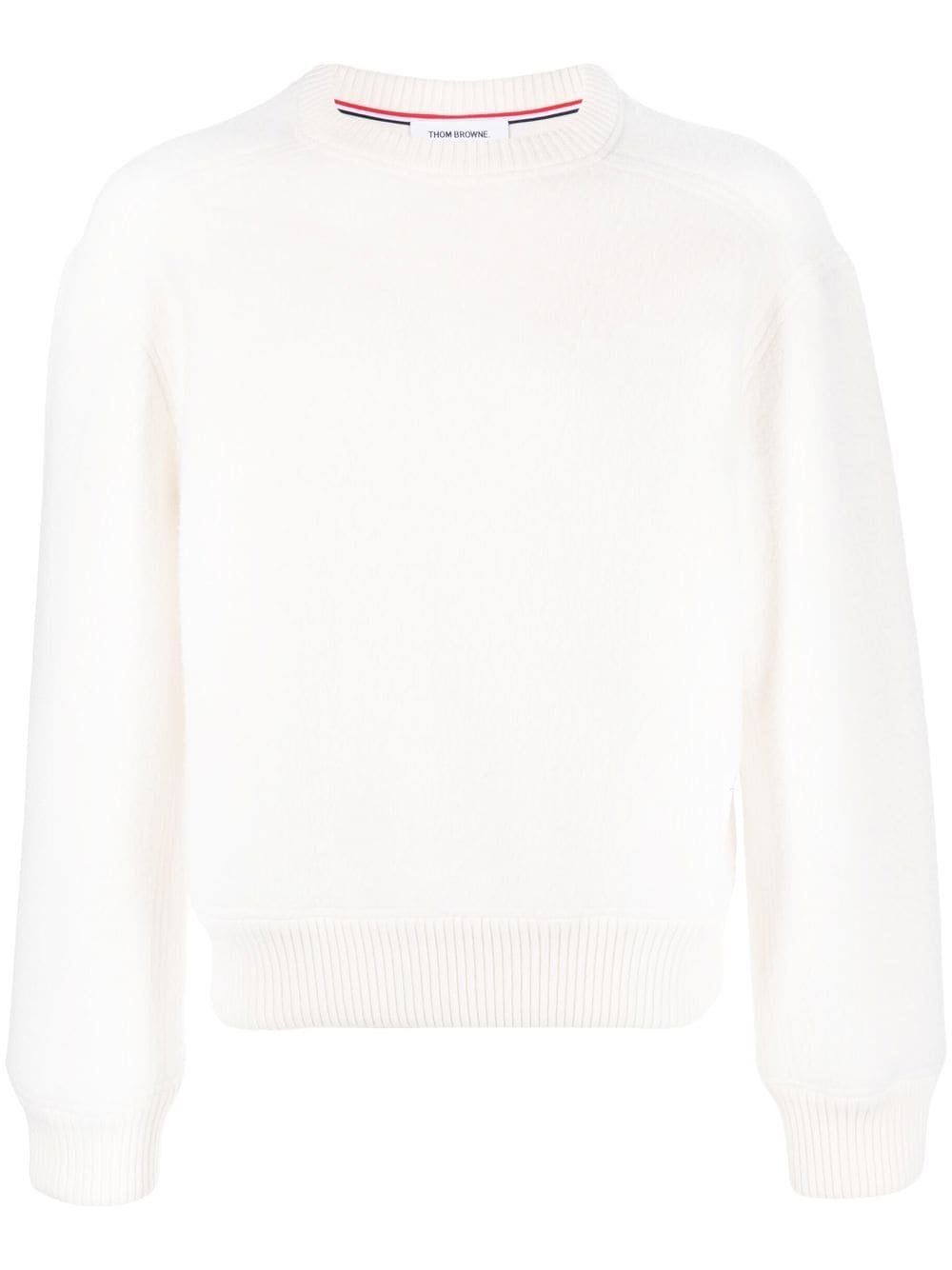 Thom Browne logo-patch crew neck jumper - White von Thom Browne