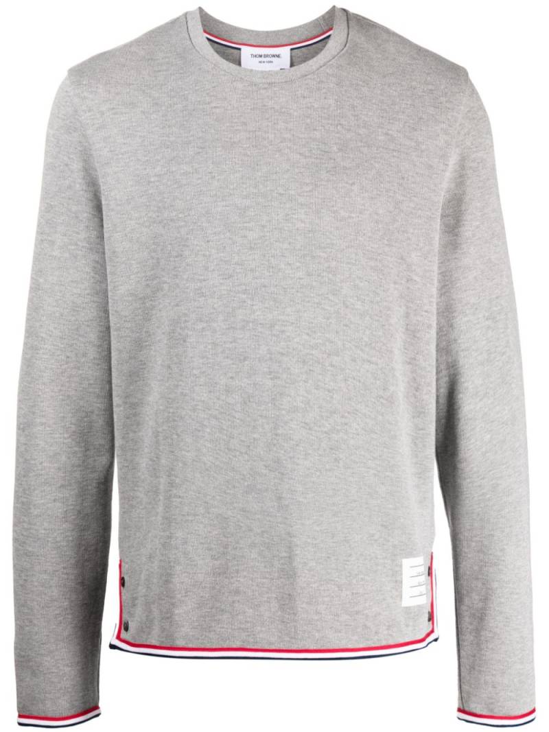 Thom Browne logo-patch long-sleeve sweatshirt - Grey von Thom Browne