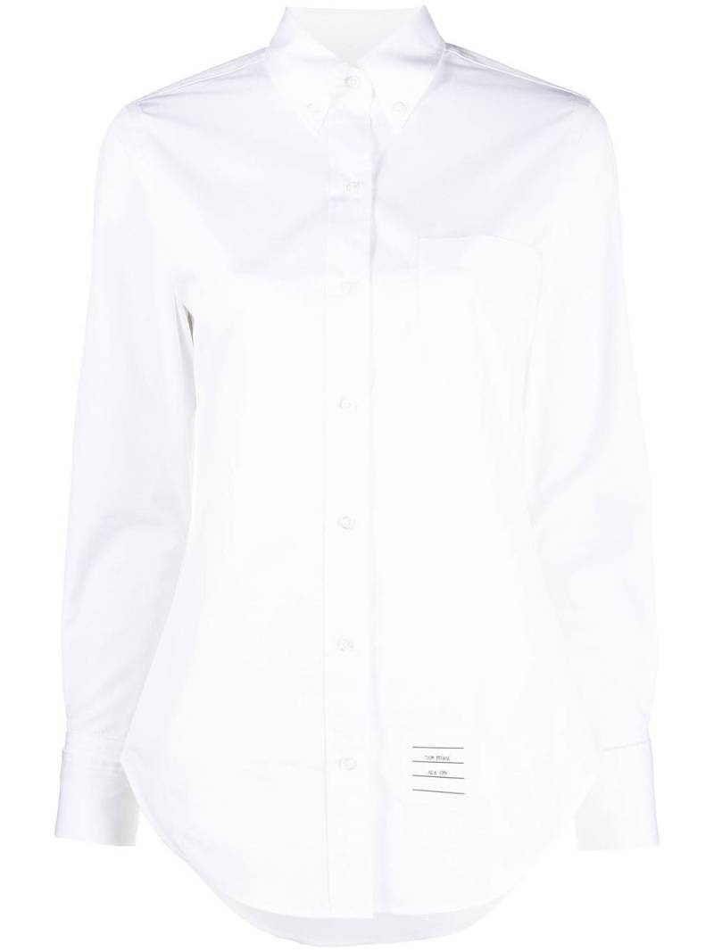 Thom Browne logo-patch long-sleeved shirt - White von Thom Browne