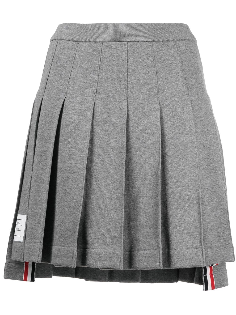 Thom Browne logo patch pleated short skirt - Grey von Thom Browne