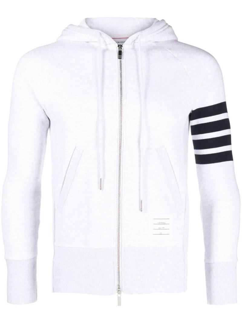 Thom Browne logo-patch stripe-detail hoodie - White von Thom Browne