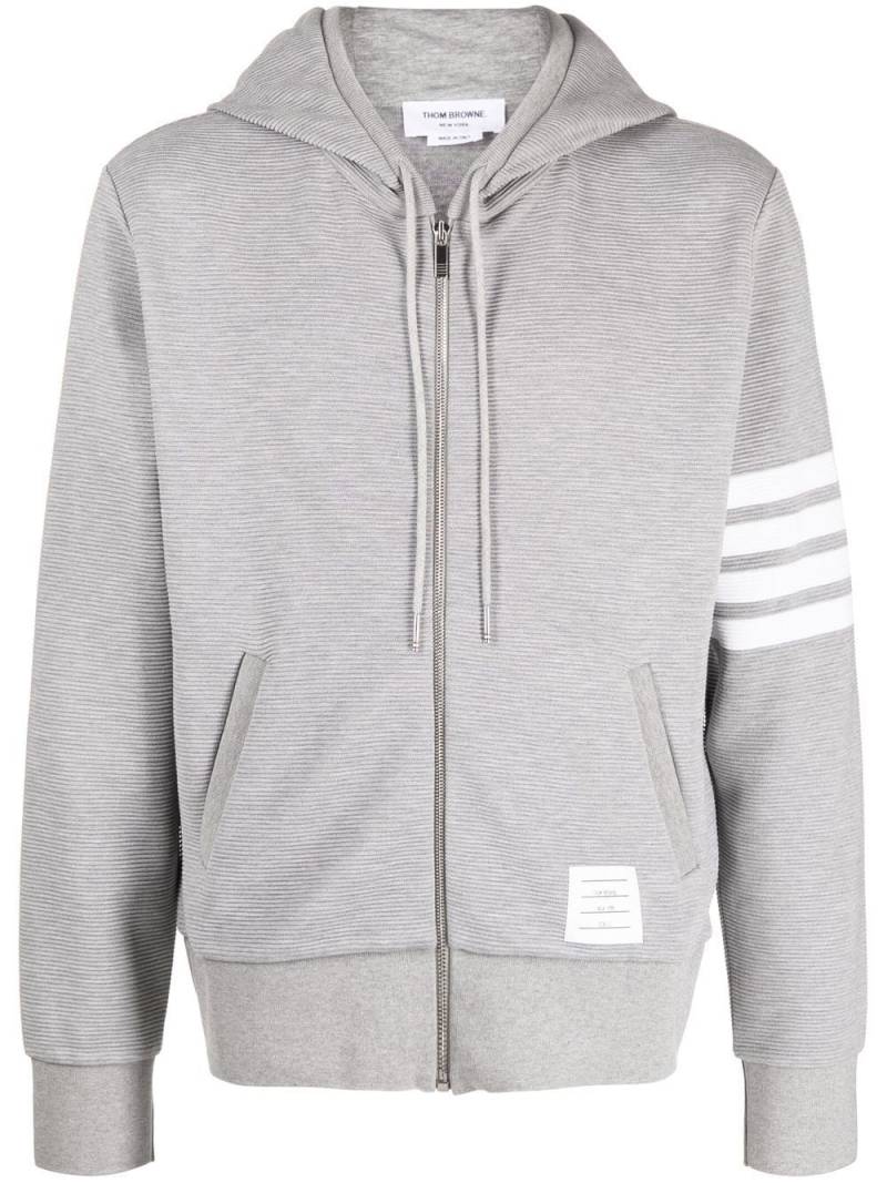 Thom Browne logo-patch zip-up hoodie - Grey von Thom Browne