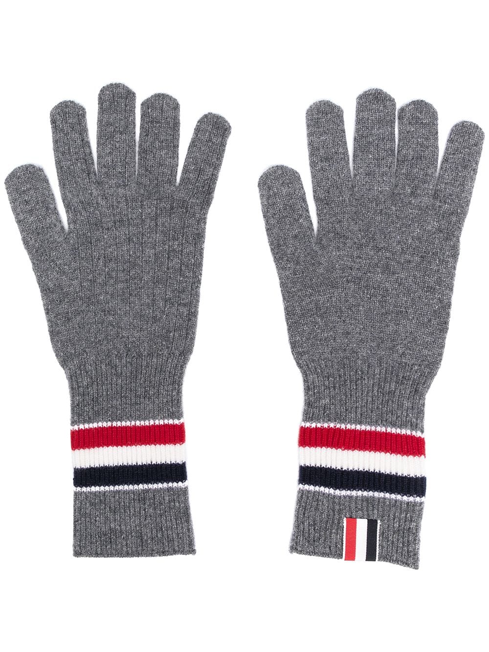 Thom Browne merino wool stripe rib gloves - Grey von Thom Browne