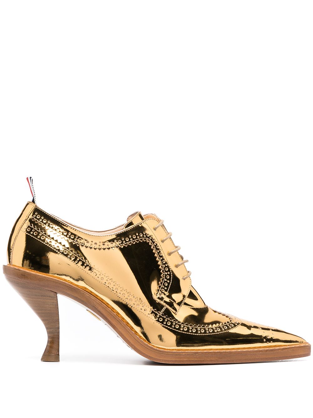 Thom Browne metallic longwing brogues with sculpted heel - Gold von Thom Browne