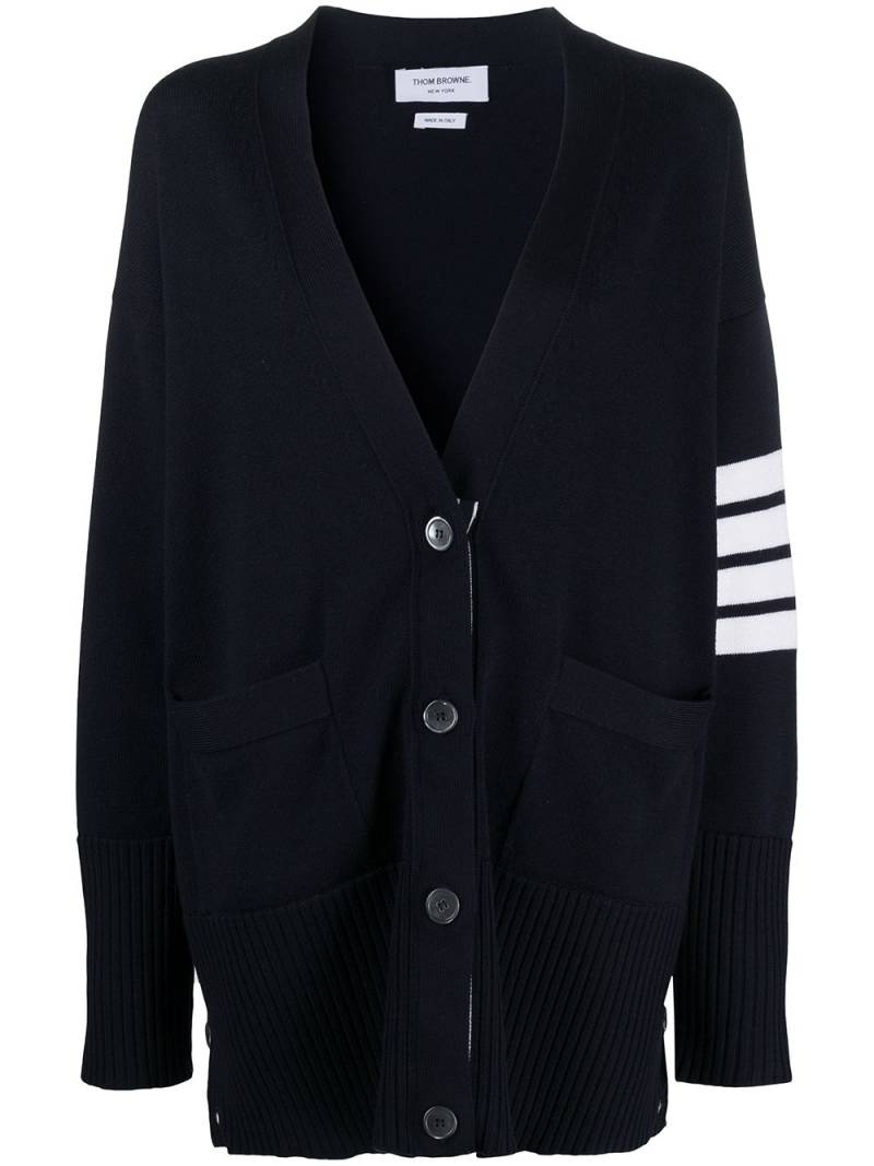 Thom Browne oversized 4-Bar stripe cardigan - Blue von Thom Browne