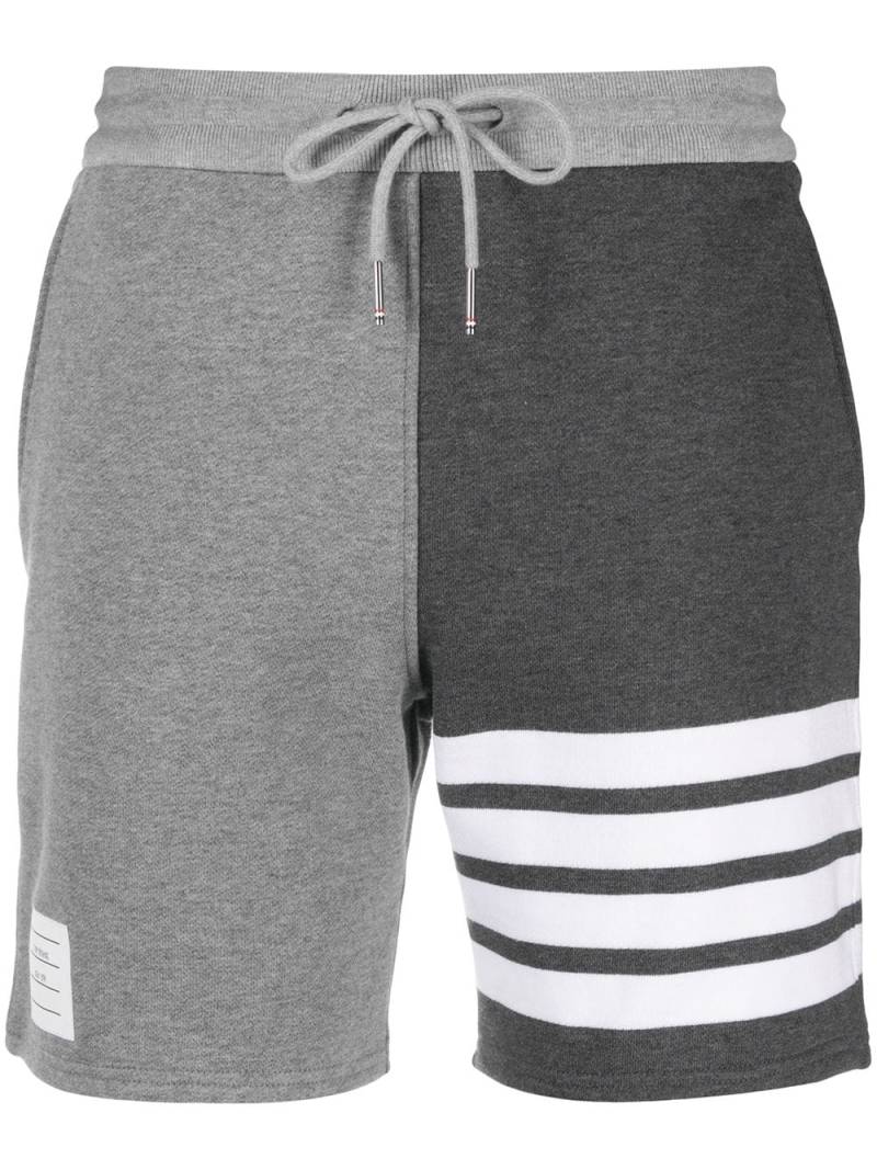 Thom Browne panelled 4-Bar cotton shorts - Grey von Thom Browne