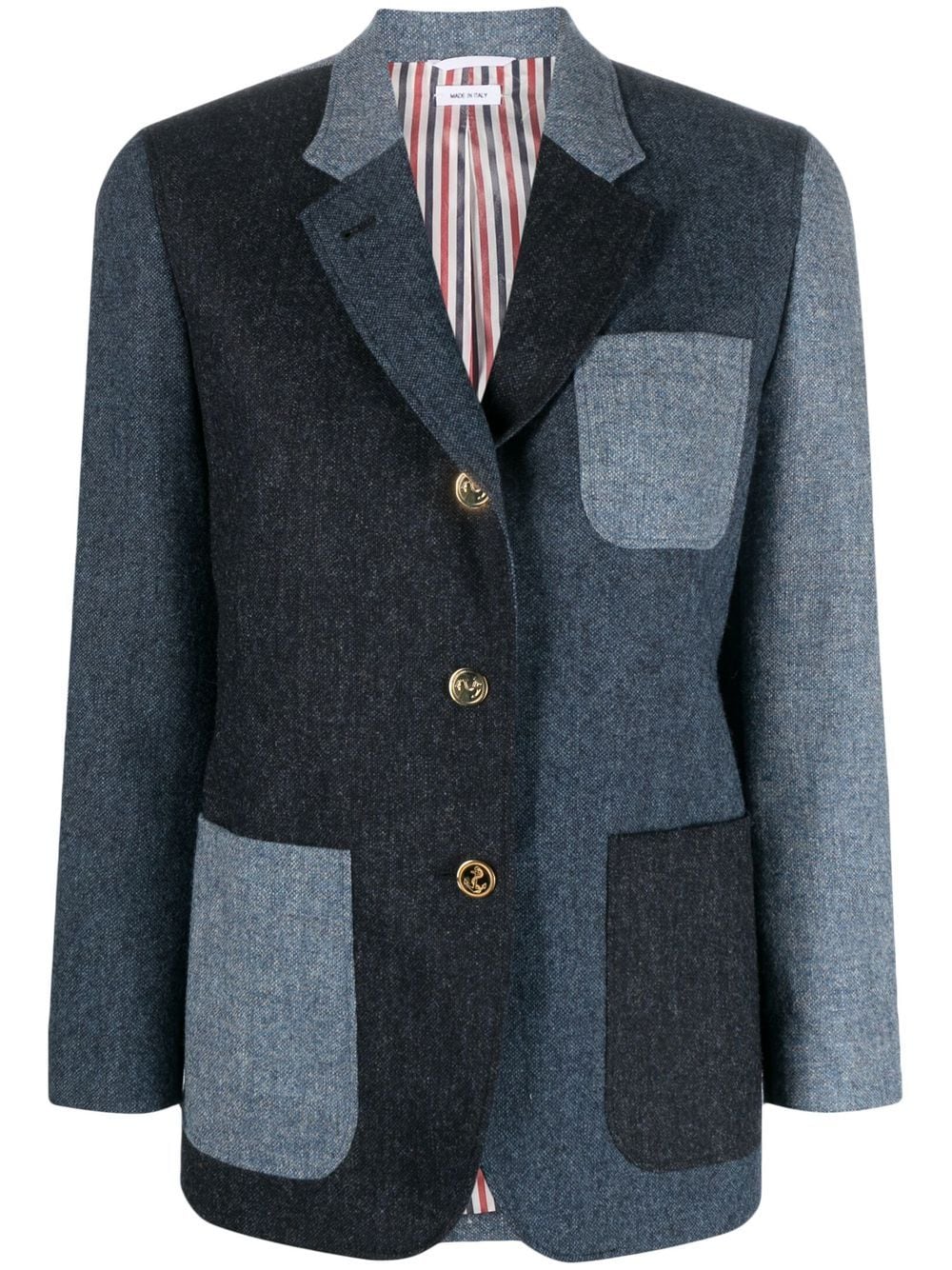 Thom Browne patchwork Donegal tweed blazer - Blue von Thom Browne