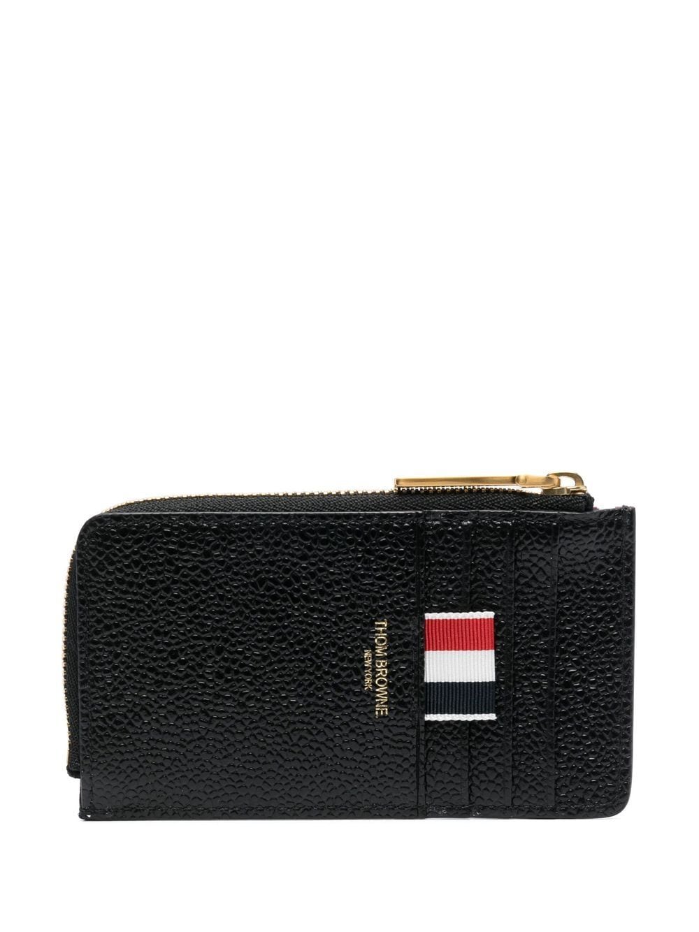 Thom Browne pebbled-leather half-zip wallet - Black von Thom Browne
