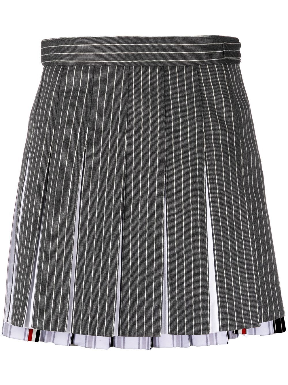 Thom Browne pinstripe-print pleated skirt - Grey von Thom Browne