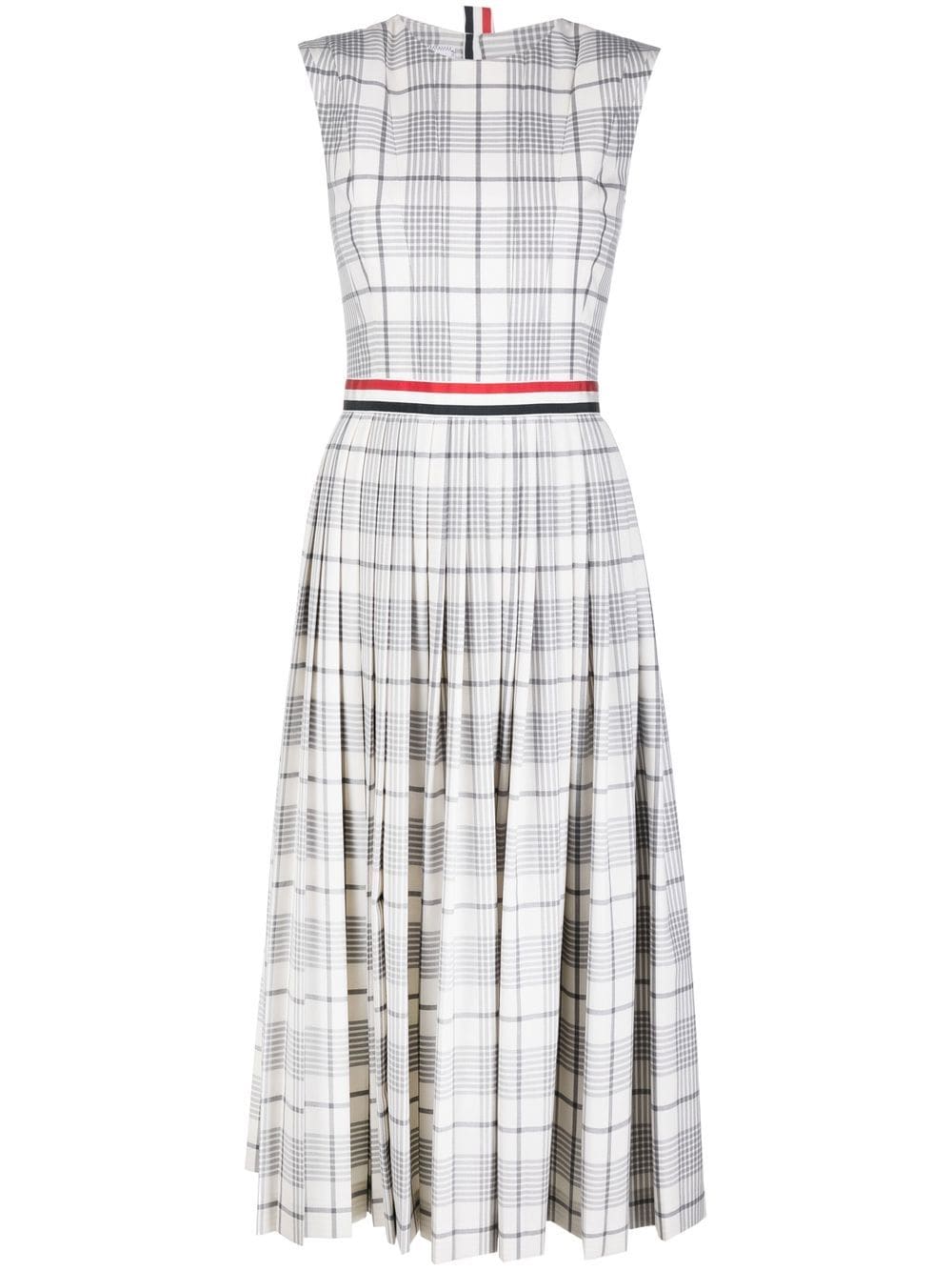 Thom Browne pleated check-pattern dress - Grey von Thom Browne