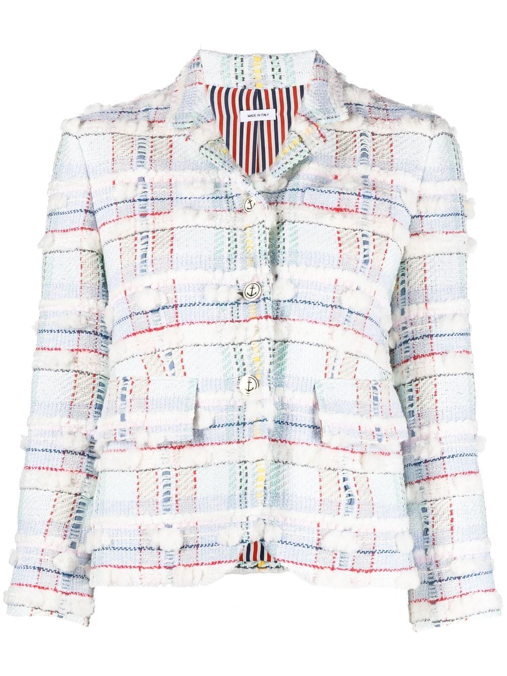 Thom Browne pouf tweed checked blazer - White von Thom Browne