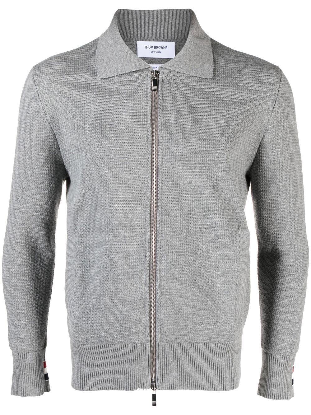 Thom Browne ribbed-detail knit cardigan - Grey von Thom Browne