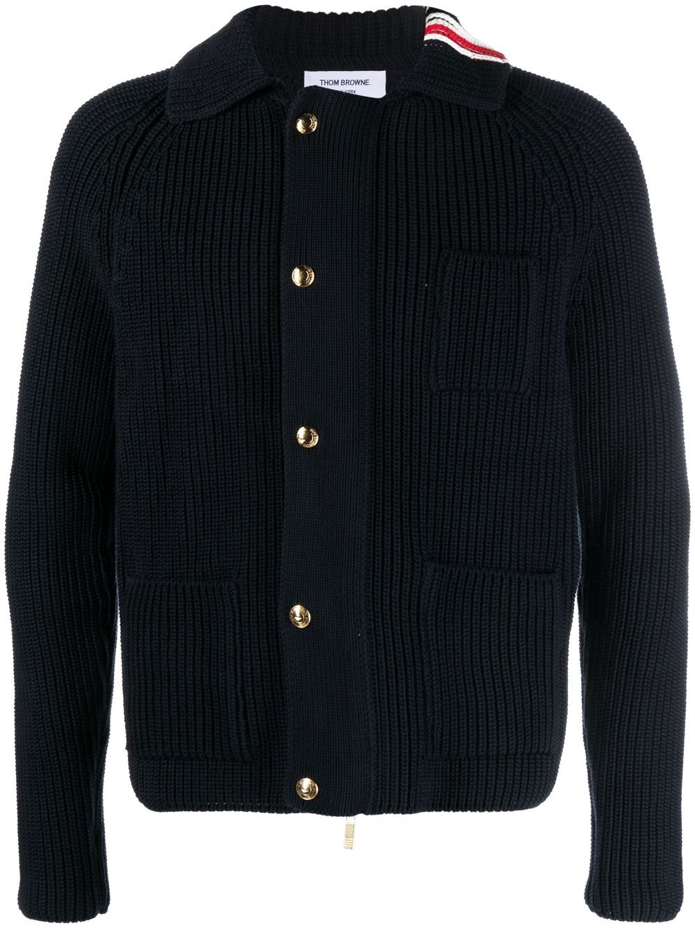 Thom Browne ribbed-knit zip-up cardigan - Blue von Thom Browne